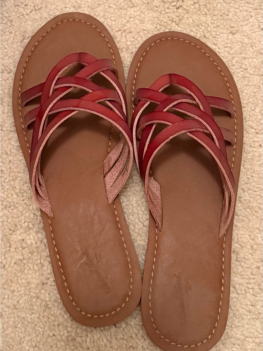 Women’s Strappy Slide Sandals - leather Brown